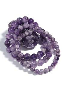 1 chiếc vòng tay co giãn thạch anh tím Dream tự nhiên hình răng chó bằng pha lê thạch anh tím chữa bệnh, giảm căng thẳng, trang sức thiền thư giãn cho nam nữ - Màu tím - Xem 1