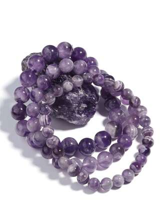 1 件天然梦幻紫水晶弹力手链狗牙紫水晶疗愈、缓解压力、放松冥想珠宝，适合男女