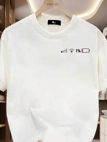 Printed Shirt 1% Battery Wifi T-Shirt New Model 100% Cotton - 白色 - 查看 2