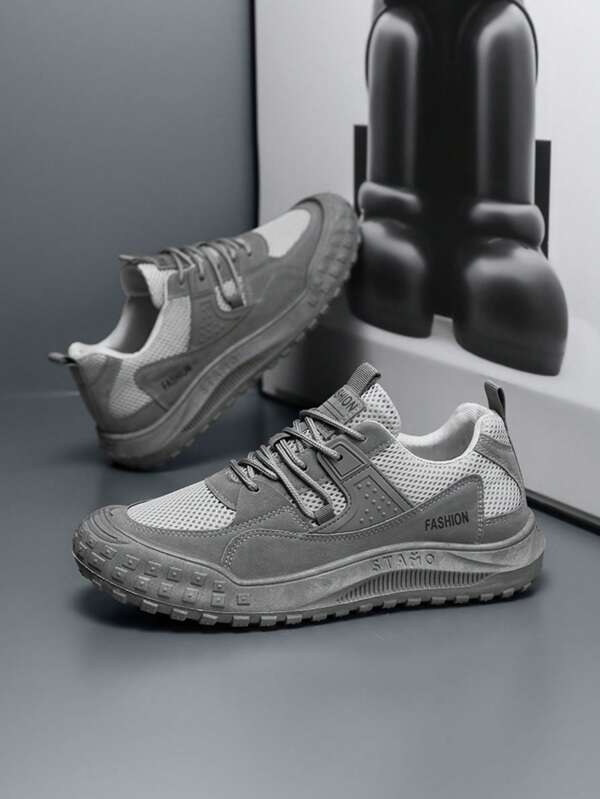New Men Fashion Casual Low-Top Sneakers With Unique Design, Thick Sole, Colorblock, Versatile