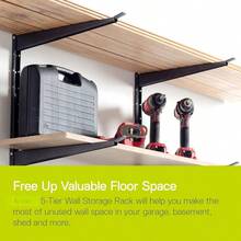 Heavy-Duty Storage Rack - Wall-Mounted Lumber Rack For Garage, Shed, Basement - Adjustable Arms For Tools, Gear, Equipment - Strong Durable, 800lb Capacity - Easy To Install, Hardware Included - 5-Tier - View 3