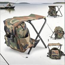 Oxford Fishing Backpack Folding Chair, Camping And Fishing Dual-Purpose Kit, Large Capacity + Load-Bearing 100KG, Mountaineering And Hiking, Cycling Equipment Backpack Folding Stool - Multicolor - View 1