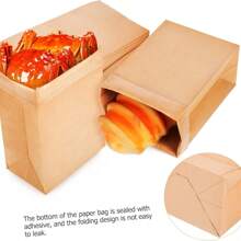 1 Set/100 Pcs Mini Kraft Paper Bags Durable Brown Paper Bags Small Cookie Party Gift Bags, Pastry Bread Paper Bags, Disposable Lunch Box Takeaway Packaging Kraft Paper, Nut Food Packaging Bags