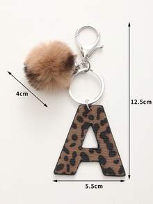 1 móc khóa da họa tiết da báo dễ thương có thiết kế chữ cái, mặt dây chuyền hình quả bóng lông xù cho xe hơi, phụ kiện túi xách, quà tặng sáng tạo cho nam và nữ phụ kiện ô tô túi xách có móc khóa ba lô cho trường học phong cách Goth Y2k phụ kiện túi xách có dây đeo thẻ phụ kiện ô tô móc khóa túi xách Giáng sinh - Nhiều màu - Xem 3