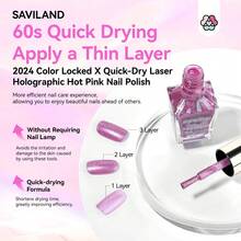 SAVILAND Holographic Nail Polish Pink: Metallic Chrome Nail Polish Air Dry Fast,10 Ml/0.34 Oz High Glossy Shimmer Glitter Nail Pigment Oil-Based Fingernail Polish