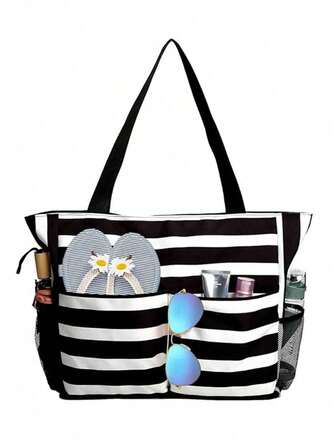 1 szt. torba plażowa i torba na basen. Posiada hermetyczną kieszeń, mnóstwo kieszeni. Torba plażowa jest zapinana na suwak, wodoodporna. Wodoodporna torba plażowa Triped w rozmiarze rodzinnym z kieszenią na mokrą wodę - idealna na basen, siłownię, zakupy spożywcze i podróże, torby dla studentów, wiele przegródek, idealna na plażę, do szkoły, do pracy i do codziennego użytku