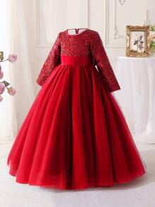 Girls Luxury Long Dress, Spring & Autumn Children Princess Dress