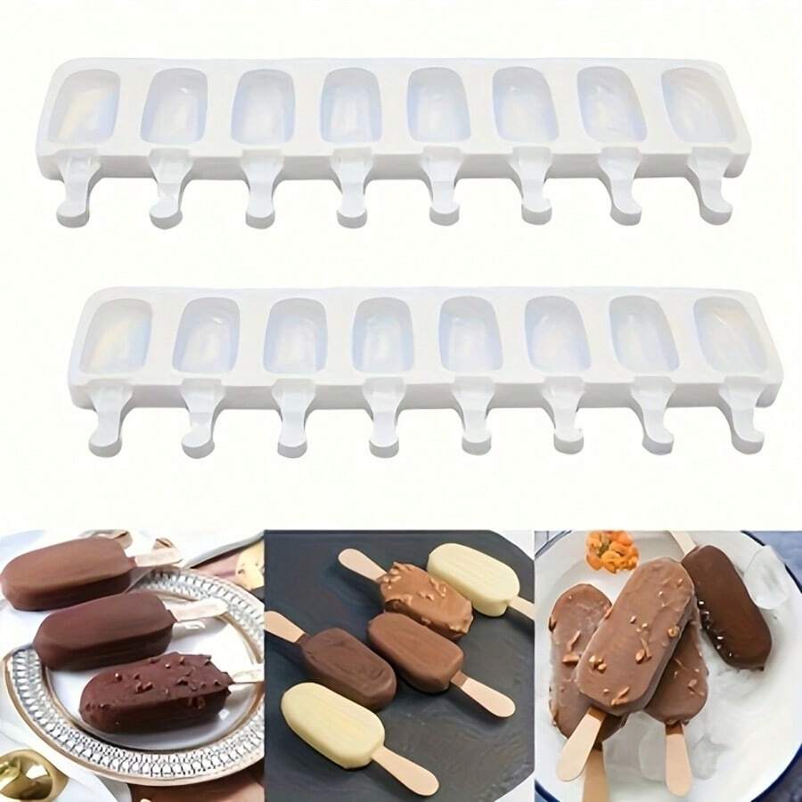 1pc 4/8-Cavity Oval Silicone Mold For DIY Chocolate And Ice Cream, Cake Mold, Handmade Tools - Multicolor - View 1