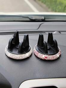 1pc Sparkling Rhinestone Car Phone Holder - Cute, Suitable For Horizontal And Vertical Use, Dashboard Mounting With PVC Material, Secure Grip, Easy Installation, Horizontal And Vertical Use, Add Glamour To Your Vehicle Interior, Car Phone Accessories | Stylish Car Decor | PVC Phone Holder, Car Phone Holder Travel Storage Organizer - Multicolor - View 7