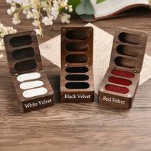 1 Pc Personalised Walnut Wood Flip Ring Box, Customized Engraved Wedding Ring Box, Engagement Ring Box, 3 Slots Ring Box, Ring Bearer Box, Anniversary, Proposal Ring Holder,Delicate Romance - Multicolor - View 4