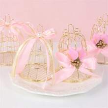 1pc Mini Metal Gold Vintage Retro Bird Cage Candy Boxes Shower Favor Gift Box For Guests Wedding Party Birthday Souvenir - Multicolor - View 5