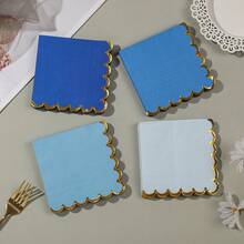 100pcs, 25 Solid Color Hot Stamping Shaped Napkins In 4 Colors Each, Wedding, Birthday, Garden, Party Decoration Napkins, Used For Restaurant, Kitchen, Coffee Shop Decoration Supplies - Multicolor - View 5