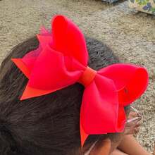 Laço Grande Boutique Laranja com Rosa Delicado Mini Fashionista Com Ponta