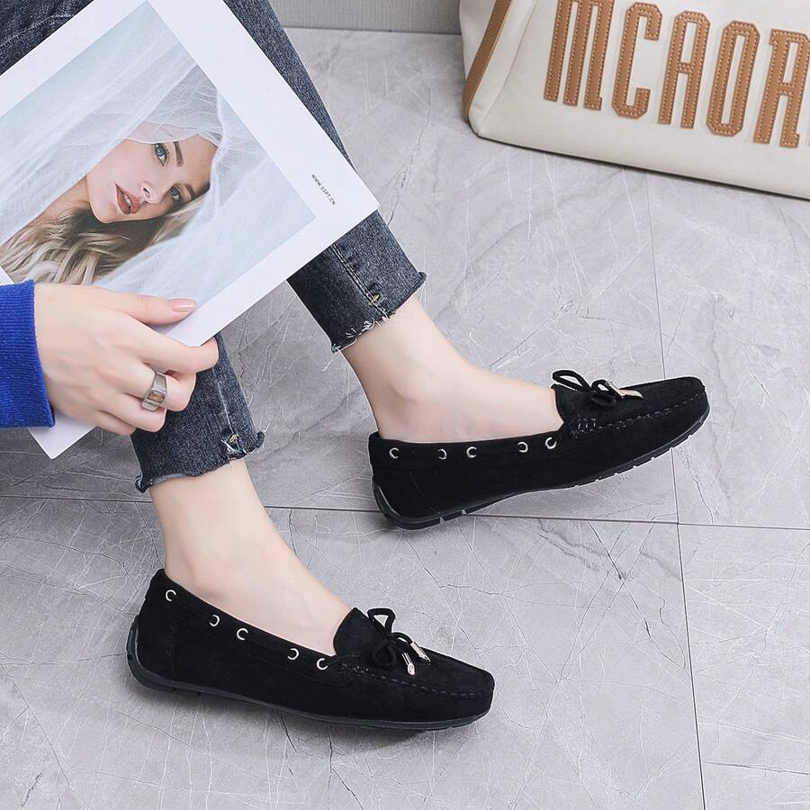 Women Casual Simple Slip-On Loafers - Black - View 1