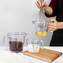 Plastic Measuring Jug, Measuring Cups,Measuring Cup Jugs For Baking Cooking, 150ML, 300ML, 600ML, Easy To Read Measurements, Cook With Accuracy 3PCS Kitchen Baking Measuring Cups, 150ml, 300ml, 600ml Set Plastic Measuring Cups, Cooking And Baking Seasoning Liquid Measuring Cups, Multiple Scale Identification, With Handle And Triangular Mouth