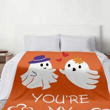 Manta de felpa de 1 pieza, "Eres mi abucheo", manta con fantasmas, corazones de amor y sombrero de bruja, suave y acogedora manta de Halloween para sofá, cama o dormitorio, regalo para novia, novio o alma gemela embrujada - Multicolor - Ver 8