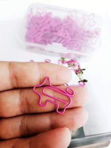 50Pcs/100Pcs Pink Pig-Shaped Paper Clips Cute Animal Shape Bookmark Clips Metal Paper Files Holder Creative Office Supply(Plastic Box Packing)