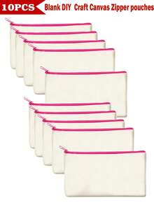 5/10/20pcs Set Blank Canvas Tote Bags For DIY Painting And Digital Printing, Portable Cosmetic Bags For Toiletries, Travel Makeup, Gifts To Express Love And Gratitude, Cute Handbag/Wallet/Snack/Gift Storage Bag With Zipper For Lipstick, Brush, Skincare, Phones, Coins, Small Items Make Up Bag - Beige - View 23