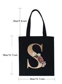 Fashion Casual Shoulder Bags Gold Letter Printing Shopper Canvas Foldable -Friendly Shopping Bag Tote Handbags Large Capacity Travel Grocery BagSchool Bag,Back To School Backpack,Large Capacity,Lightweight,Portable,Laptop Compartment, Suitable For Teen Girls Women College Students, Perfect For Back To School,College,Middle School, High School,Work , Business, Commute