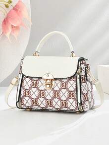 1pc Retro Floral Print One Shoulder Handbag, Twist Lock Flap Zipper Wallet, Elegant Women Purse For Holiday Outfit, Sweet Style Gift For Ladies