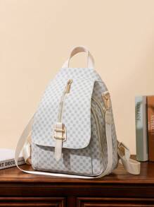 Fashionable Women Clover Backpack,PU Leather Shoulder Bag,Handbag,Student Bookbag,Commuter Bag,School Bag,Portable,Laptop Compartment,Large Capacity,For Teen Girls Women College Students,College,Middle School,High School,Outdoors,Travel,Outings,Elementary School,Office