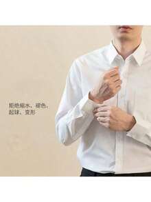 Camisa clásica de manga larga para hombre Business Formal, Elegante camisa casual para caballero para hombre - Púrpura polvoriento - Ver 4