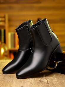 1 雙男士時尚百搭高筒切爾西靴、漆皮靴