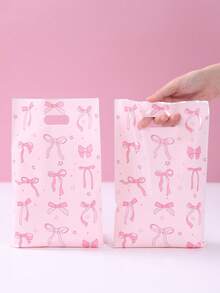 10/25/50pcs Pink Bow Gift Bags, Gift Wrapping Bags, Tote Bags, Gift Packaging Bags, Storage Bags, Pink Bow Party Favor Bags, Pink Birthday Decor, Wedding Supplies, Bridal Shower Favors, Baby Shower Decor, Gender Reveal Party Supplies, Bow Birthday Decorations, Pink Bow Decorations, Holiday Party Supplies, Pink Bow Decorations - Pink Bow - View 4