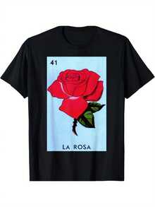 Camiseta de la tarjeta de lotería mexicana La Rosa Card - Multicolor 1 - Ver 1