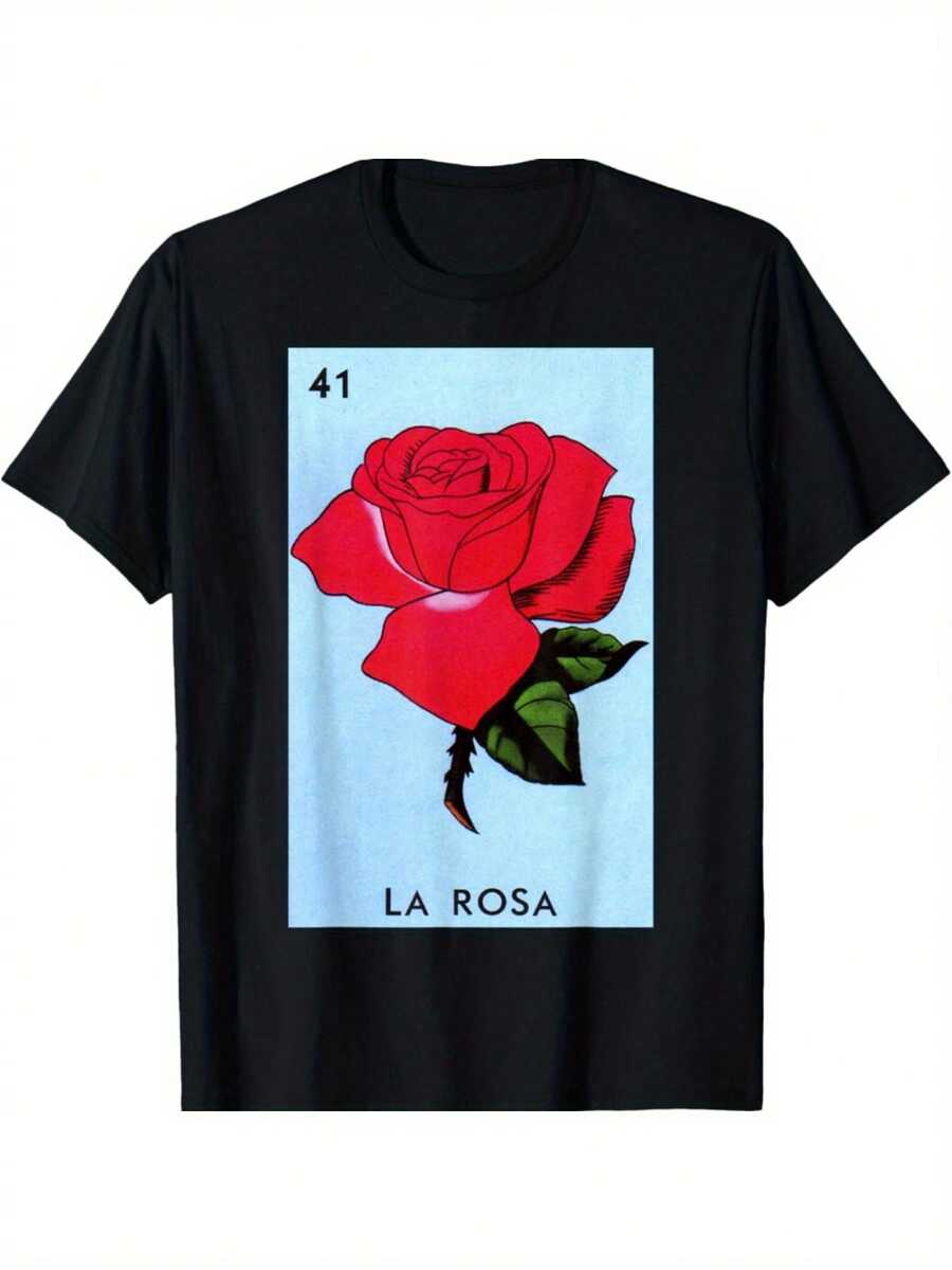 Camiseta de la tarjeta de lotería mexicana La Rosa Card - Multicolor 1 - Ver 1