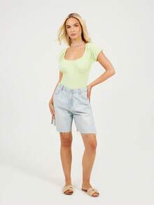 brave soul Bodysuit med puffärm - Pistasch - Visa 3