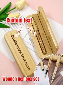 1/2Pcs Custom Engraved Pen Gift Box, Personalized Bamboo Ballpoint Pen, Customized Text Pen, Customizable Writing Pen, Birthday, Graduation Gift, Back To School, Gift For Him, Class Of 2026 - Style a - View 7