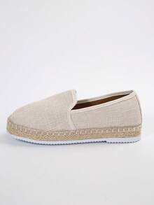 Damen Boho Niedlich Urlaub Runde Spitze Plateau Slip On Espadrilles Bootschuhe Flache Leinen Loafer, Komfortabel, Leicht, Lässig Schuhe