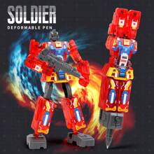 1 pieza Bolígrafo robot transformable - Escribible y transformable, artículo de papelería creativo 2 en 1, robot guerrero transformable DIY, juguete para niños, bolígrafo creativo para estudiantes de primaria, regalo del Día del Niño