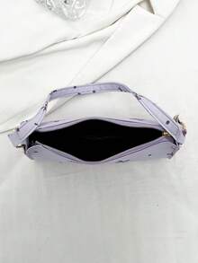 Solid Color Minimalist Luxury Bow Shoulder Bag - Purple - View 9
