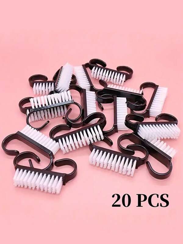 5PCS/20PCS Soft Nail Cleaning Brushes, Black Plastic Nail Dust Remover, Gentle Exfoliating Manicure & Pedicure Tools, Suitable For Salon Nail Care/Small Horn Brush/Nail Art Tools