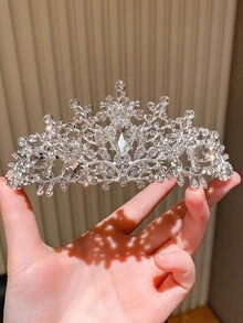 1pc High-End Elegant White Crown Headband Hair Accessory For Girls - White - View 5