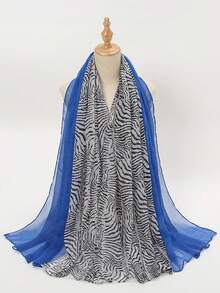 1pc Lightweight Summer Scarf With Star, Zebra Print, Geometric Pattern, Butterfly Prints - Multicolor - View 8