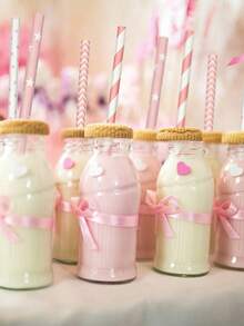 1/25/50支粉色系列吸管、吸管、厨房用具、礼品装饰和派对用品吸管适用于冷饮和饮料，适合夏季派对、婚礼、生日、卡通装饰 - 彩色 - 查看 6