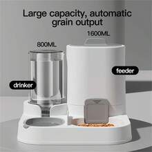 1pc Automatic Cat Water & Food Bowl, Anti-Spill Large Capacity 2-In-1 Pet Feeder