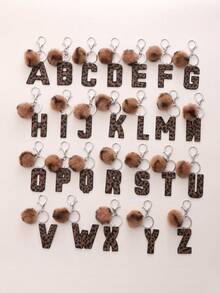 1 móc khóa da họa tiết da báo dễ thương có thiết kế chữ cái, mặt dây chuyền hình quả bóng lông xù cho xe hơi, phụ kiện túi xách, quà tặng sáng tạo cho nam và nữ phụ kiện ô tô túi xách có móc khóa ba lô cho trường học phong cách Goth Y2k phụ kiện túi xách có dây đeo thẻ phụ kiện ô tô móc khóa túi xách Giáng sinh - Nhiều màu - Xem 13