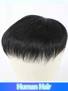 Men's Hair Topper Natural Black Short Straight Men Topper Hairpiece Hair Extensions Breathable Baldness Wig Hair Pieces - Natural Black - View 5