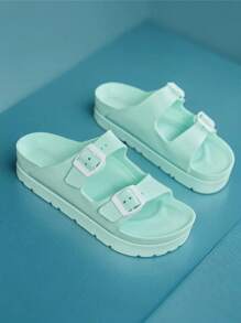 Sandalias con plataforma y doble correa para mujer, transpirables