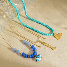 1pc/Set 2025 Spring/Summer New Handmade Painted Ceramic Fish Boho Style Fashion Necklace - Blue Ceramic Fish NK - View 4