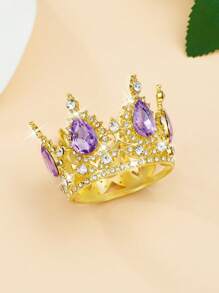 1 pieza Accesorio para el cabello con corona redonda de estilo barroco, corona de adulto para cumpleaños, corona de reina para decoración de fiesta de cumpleaños