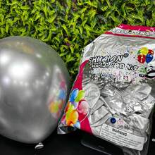Metallic Latex Balloon Balloon 50 Units - Size 12 Different Colors - Silver - View 4