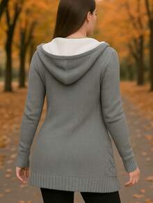 Cardigan Tejido de Punto Aborregado - Gris - Ver 2