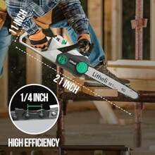 Litheli Sierra De Cadena Inalambrica De 12 Pulgadas 40 V 2.0 Ah Motosierra Electrica Para Arboles Poda Corte De Ramas Patio Bateria De Jardin Y Cargador Incluidos - as pic - View 3