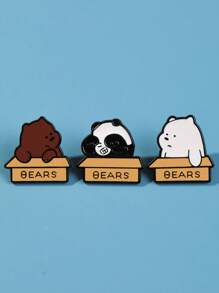 3 pièces Broches pins de bande dessinée d'ours, panda adorable, ours polaire, ours brun, accessoires décoratifs en métal d'alliage pour sacs, vêtements, robe, accessoires pour vêtements, sacs, charmes, école, bureau, chemises, vestes, bijoux, Noël, Halloween