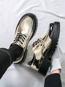 Casual Men Versatile Business Shoes, Korean Style Thick Sole Lightweight Dress Shoes For Work, Party, Wedding, Fashion